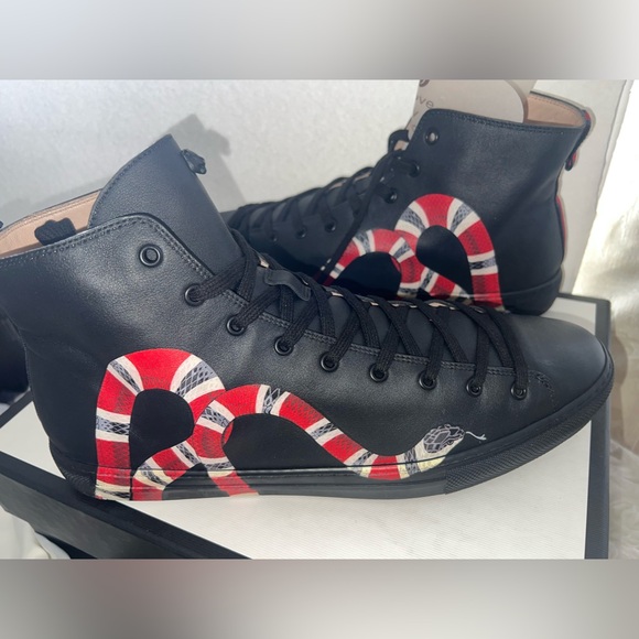 Gucci Black Leather Kingsnake High Top Sneakers - Picture 15 of 15